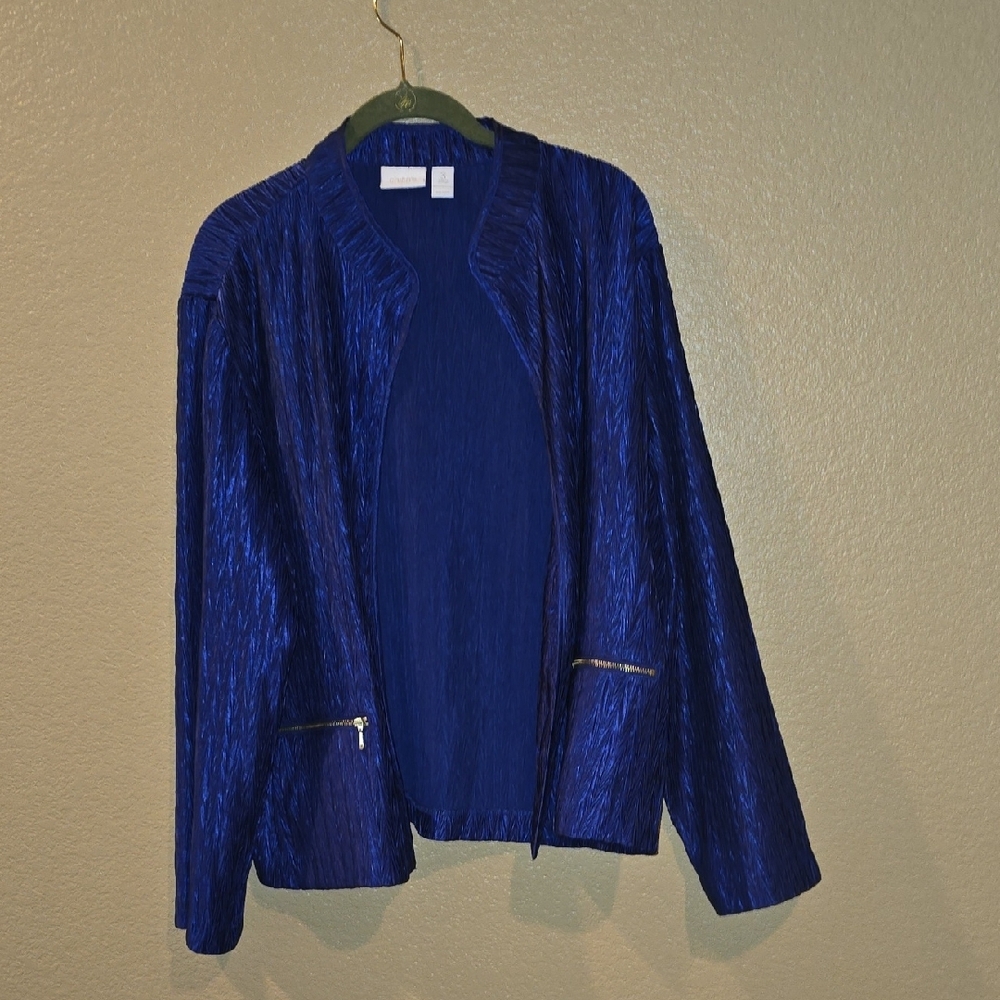CHICOS SIZE 3/XL EUC Elegant Blue Women's BLAZER